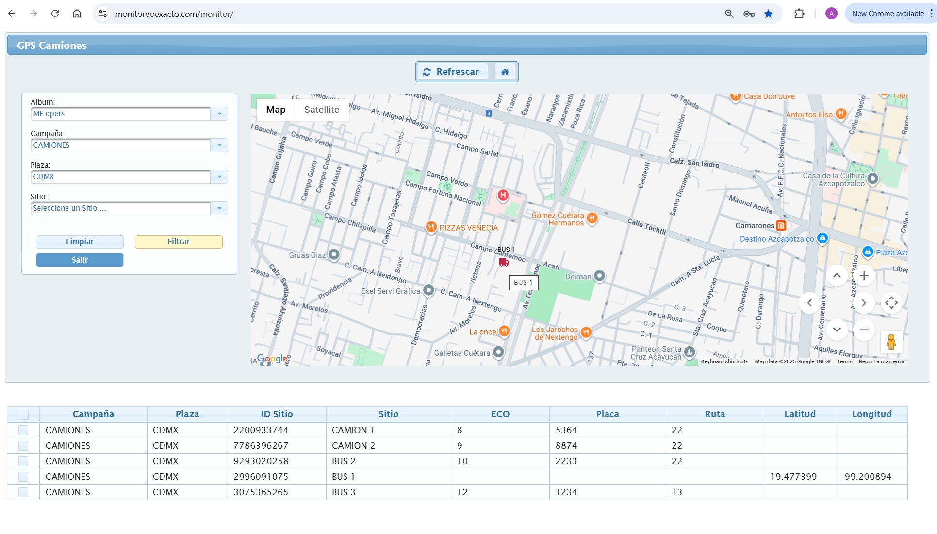 Dashboard GPS Monitoreo de Camiones